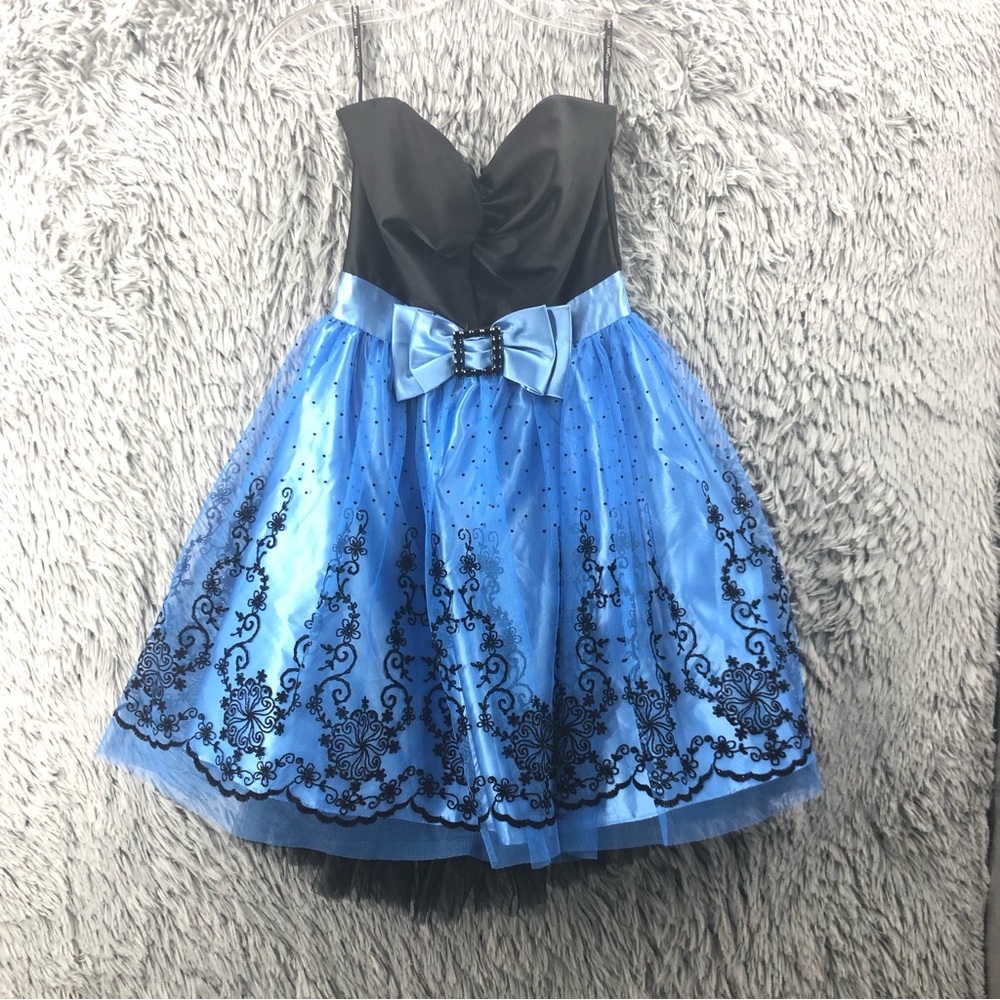 Gunne Sax Jessica McClintock Dress 5 Strapless Toile Embroidered Prom Formal